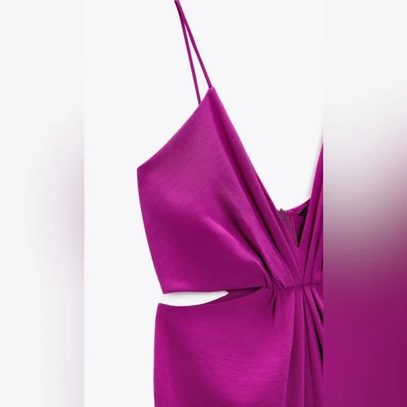 Zara Magenta Wide-Leg Jumpsuit with Cutout - Picture 8 of 8